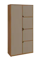 KSR6-82 L skříň šatní, 1x výsuvné ramínko, 4x dvířka, 2053x1022x400 mm, provedení levé, ořech světlý